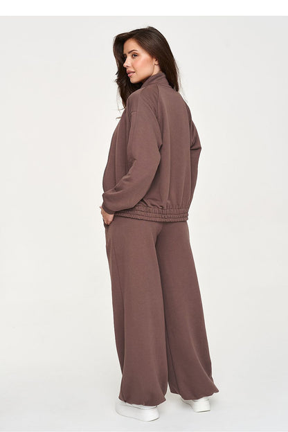 Mocha Momentum Zip Hoodie Wide-Leg Set – Brown — view 3