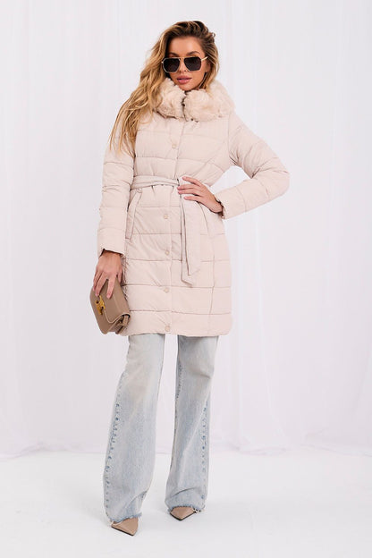 Oatstone Shelter Quilted Midi Coat – Beige — view 1