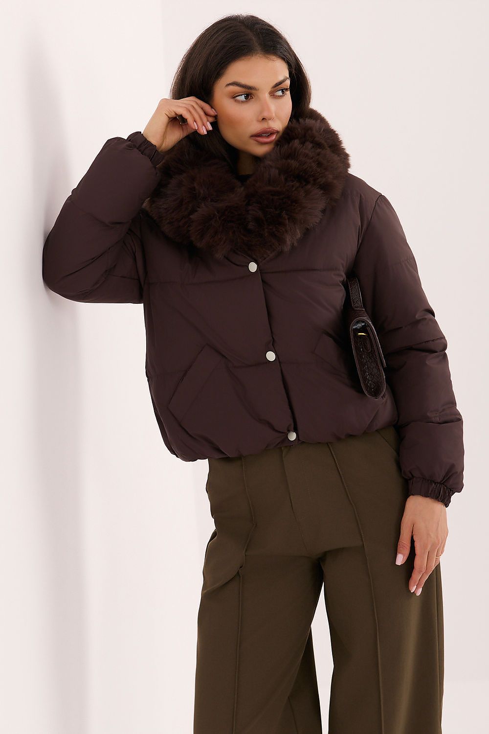 Cocoa Current Cropped Quilted Jacket – Brown — view 1