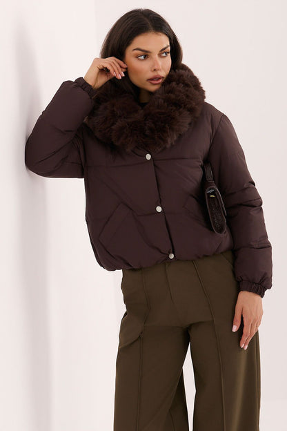 Cocoa Current Cropped Quilted Jacket – Brown — view 1