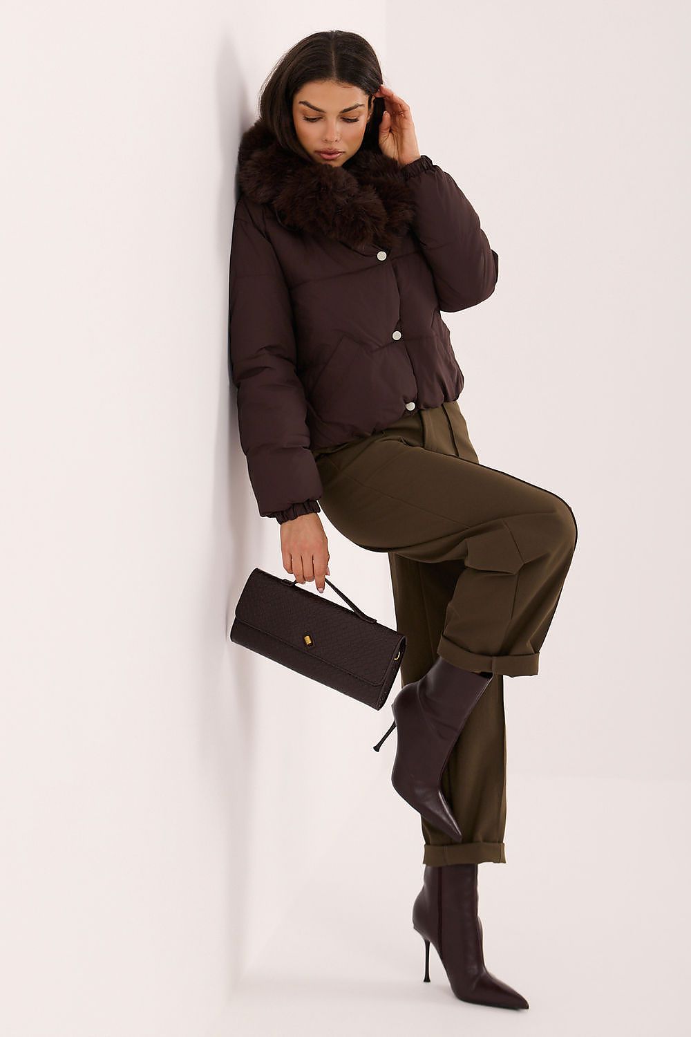 Cocoa Current Cropped Quilted Jacket – Brown — view 2