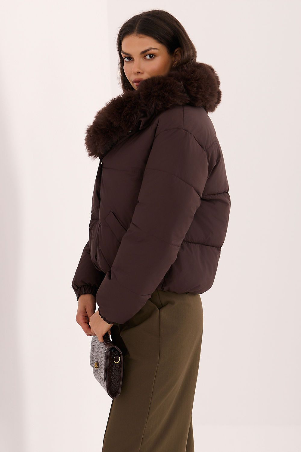 Cocoa Current Cropped Quilted Jacket – Brown — view 3