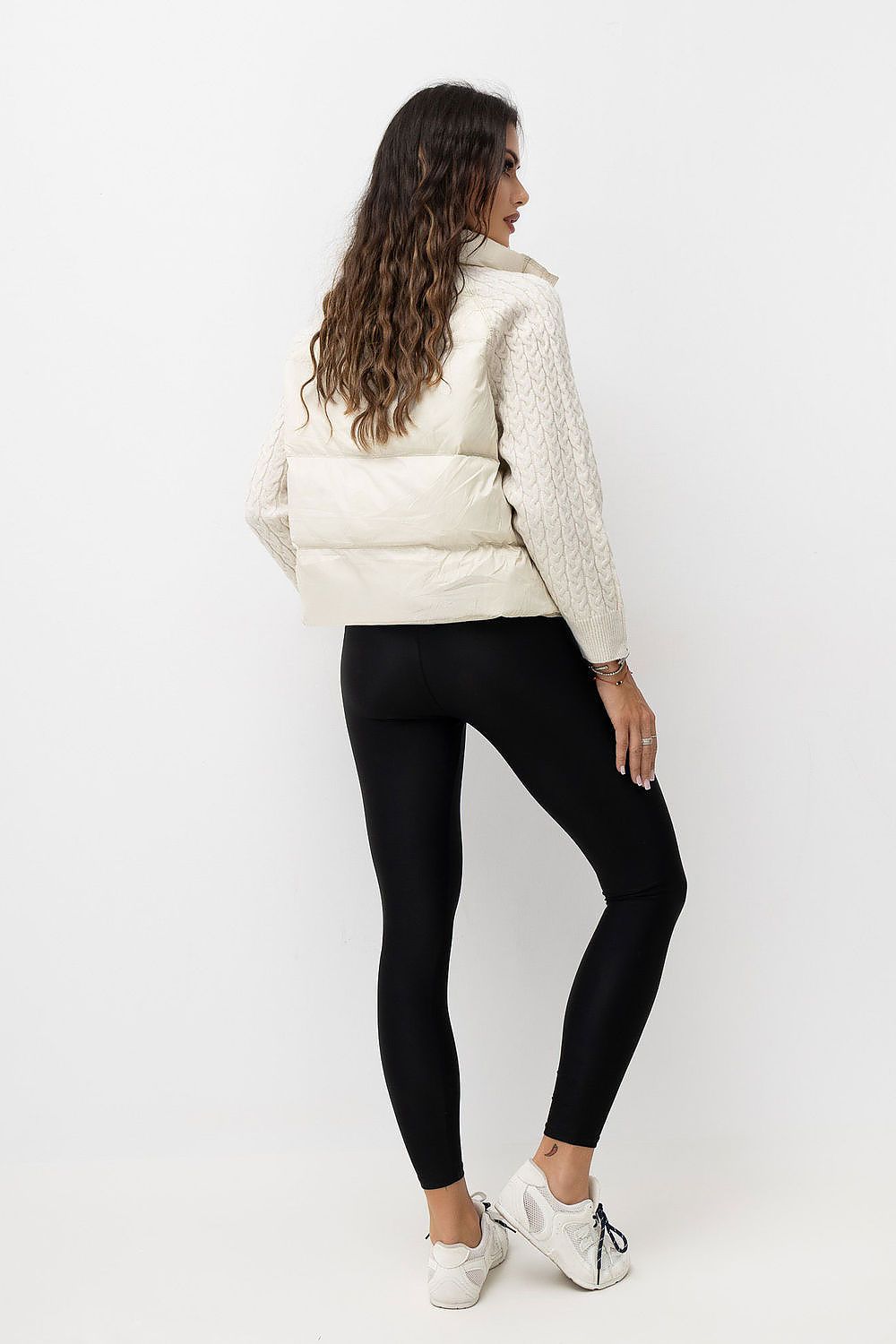 Sandline Sweater-Sleeve Quilted Jacket – Beige — view 2