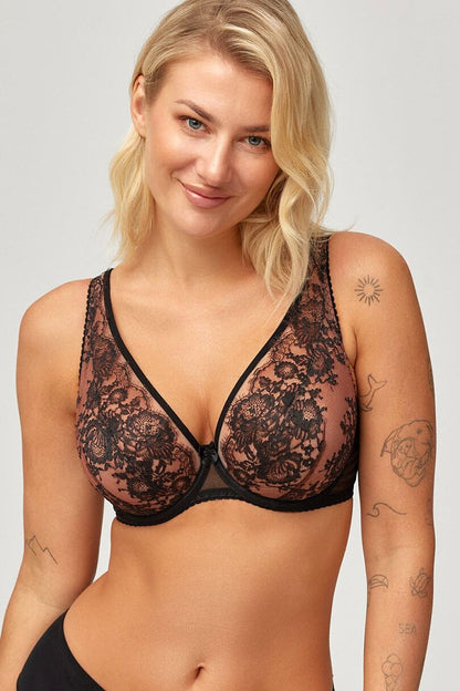Noir Wildflower Embroidered Bralette – Black — view 1