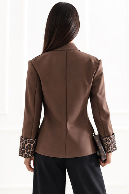 Brown Regiment Shoulder-Pad Open-Front Jacket in brown, product view 3