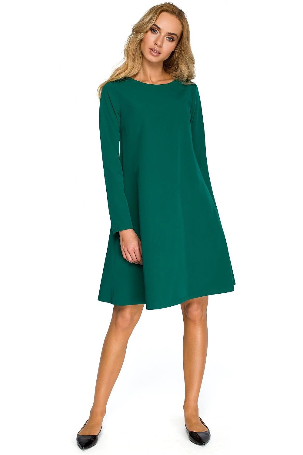 Stylove Women's Cocktail Dress Model 124803 - Chic Flared Style with Pockets and Chiffon Insert by Stylove