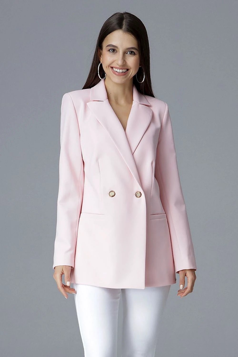 Figl Women's Jacket Model 126193 - Figure-Flattering Waist Design with V Neckline and Button Fastening by Figl