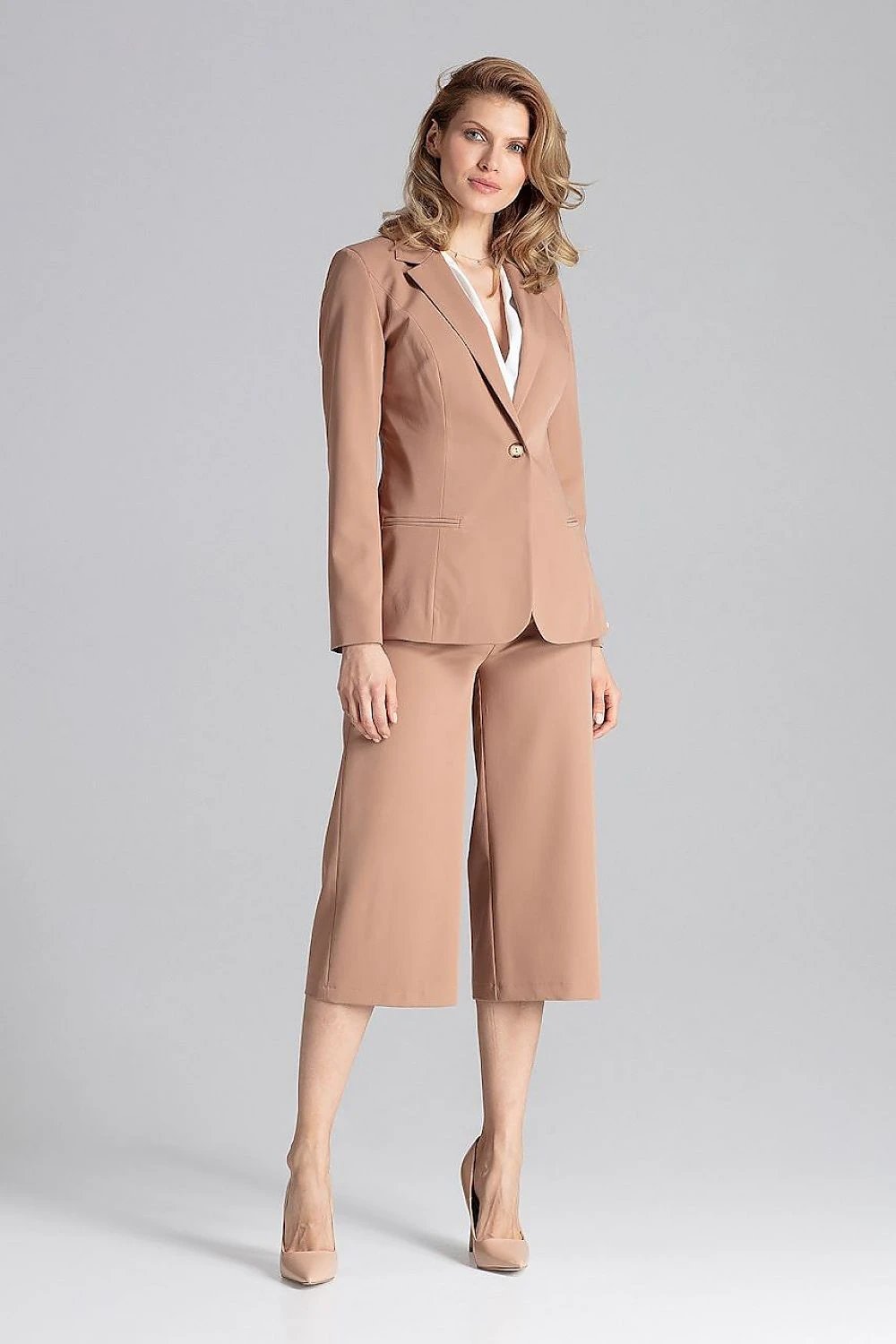 Figl Classic One-Button Jacket - Features Decorative Colorful Lining and Turn-Up Cuff Design for Versatile Style and Comfort by Figl