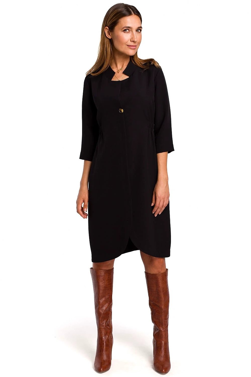 Stylove Daydress Model 135945 - Elegant Women's Dress With Jacket Cut And Concealed Pleat by Stylove