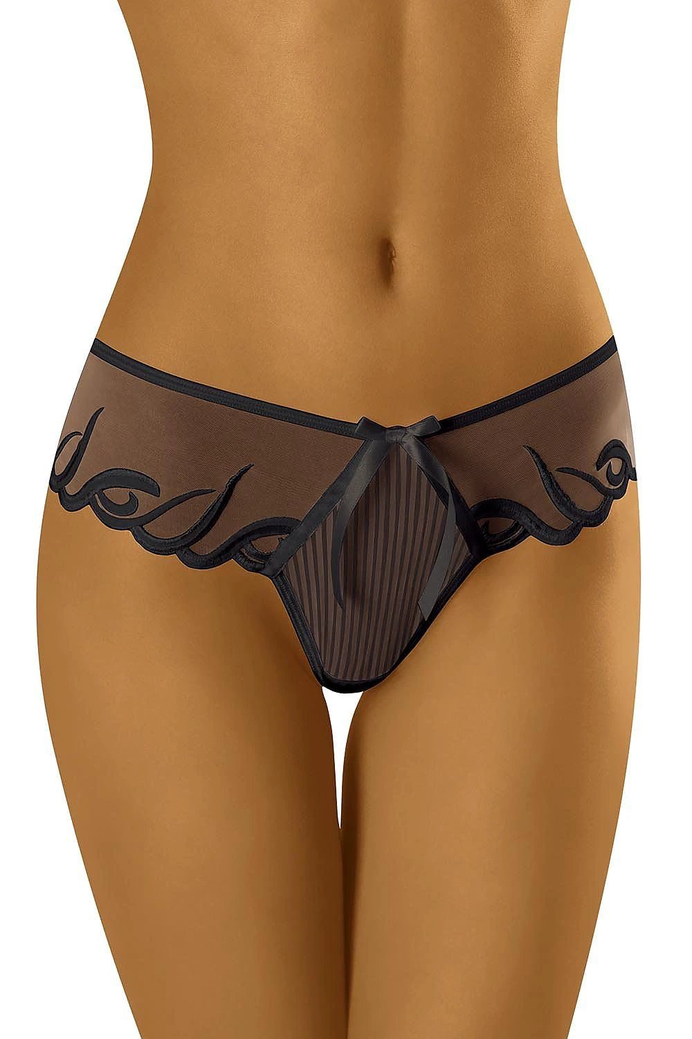 Shimmering Tulle Thong Shorts – Black