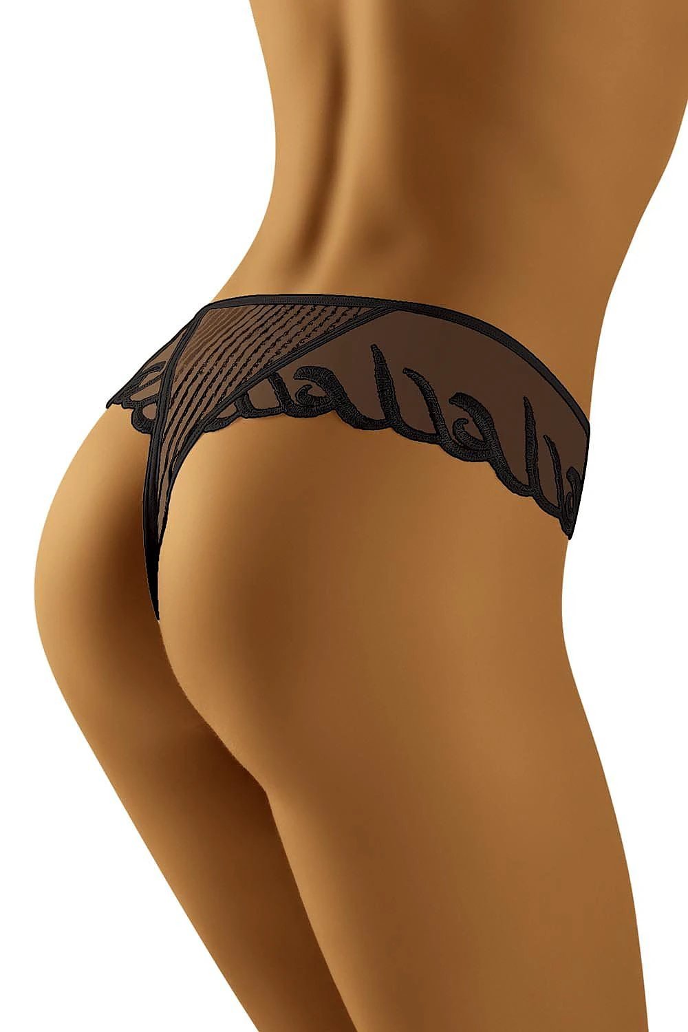 Shimmering Tulle Thong Shorts – Black