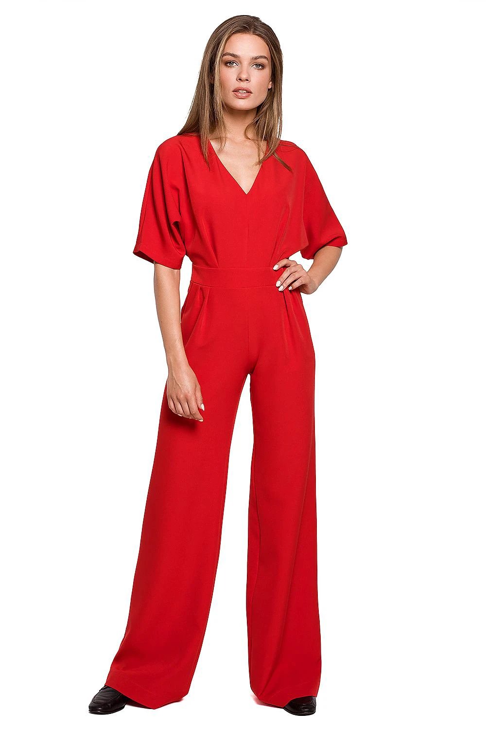 Stylove Overalls Model 158466 - Comfortable Wide Leg Design with Batwing Sleeves for Women by Stylove