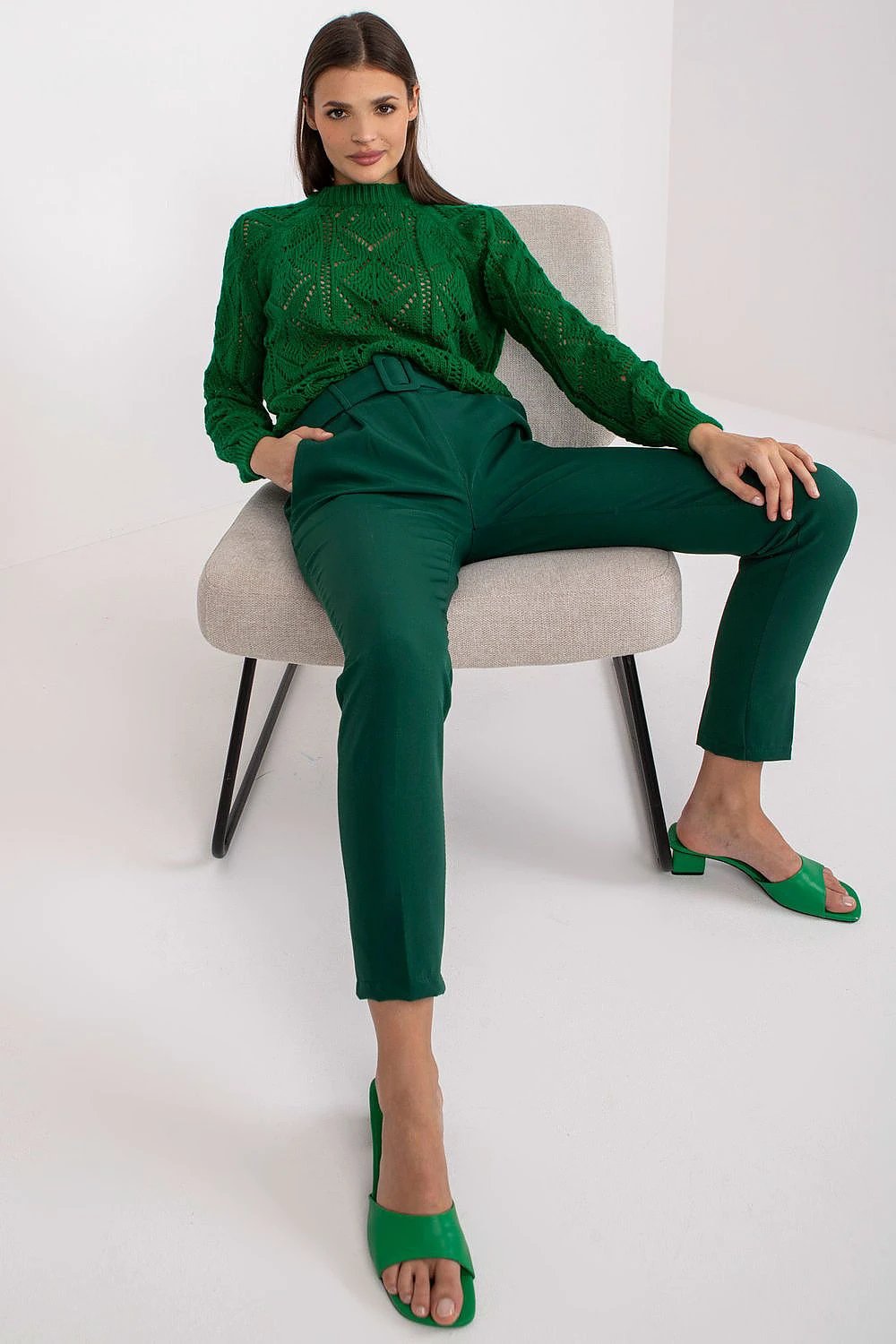 Italy Moda High-Waisted Trousers – Green – Style 166883 – view 10