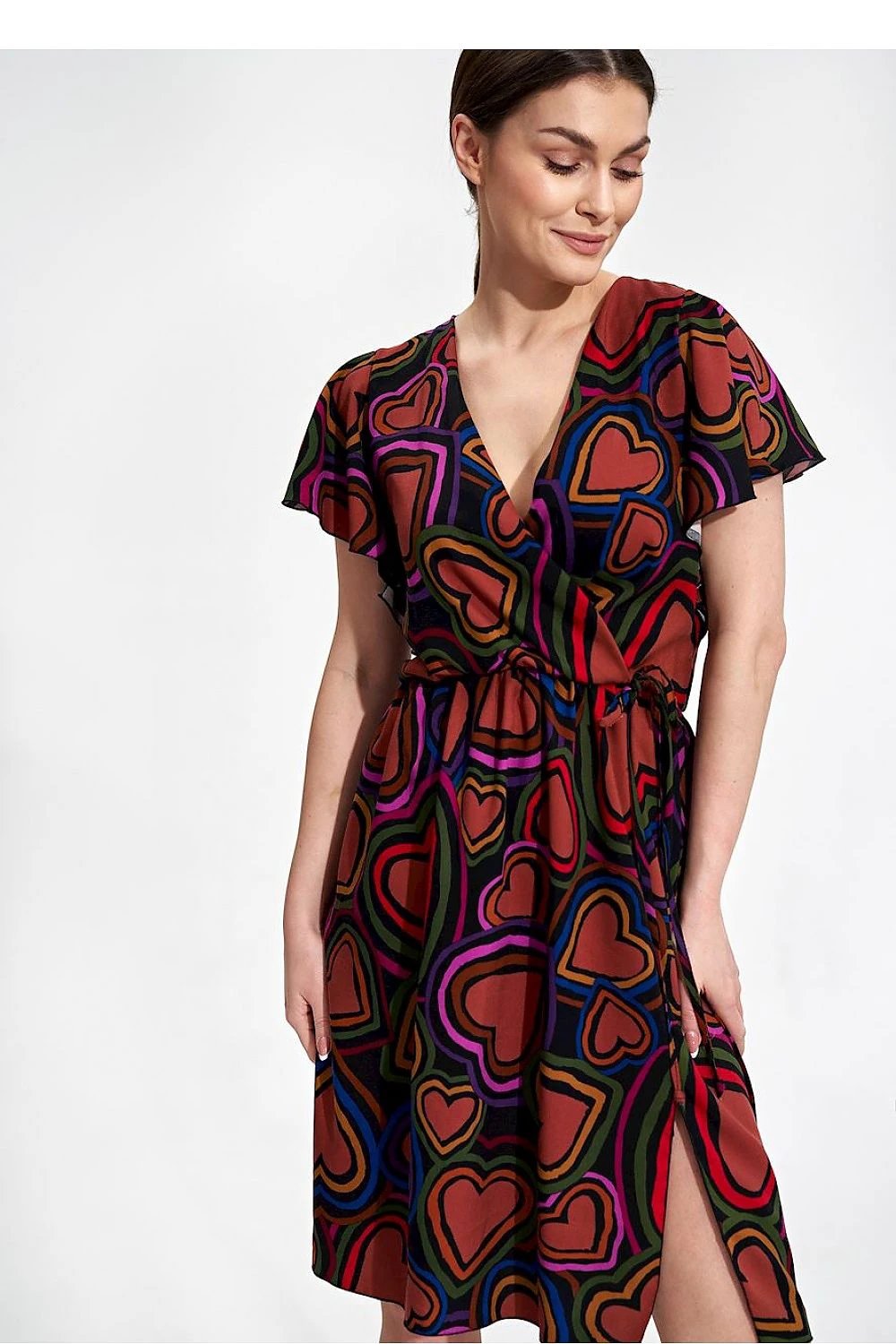 Figl Daydress - Comfortable Summer Midi Dress with Elastic Waist and Short Sleeves by Figl