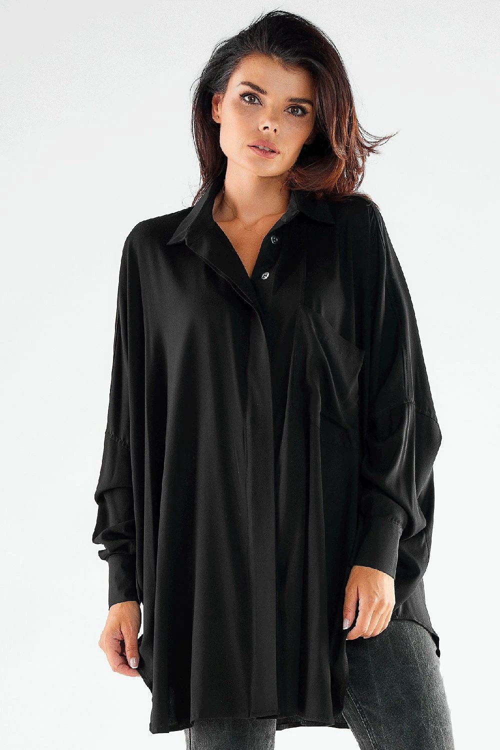 awama Oversized Long-Sleeve Shirt – White – Style 173909 – view 7