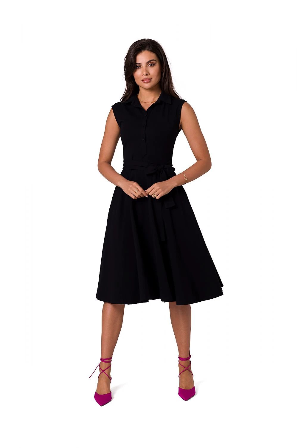 BeWear Women's Sleeveless Daydress with Collar and Unbuttoned Front - Ideal for Work and Casual Outings on Warm Days by BeWear