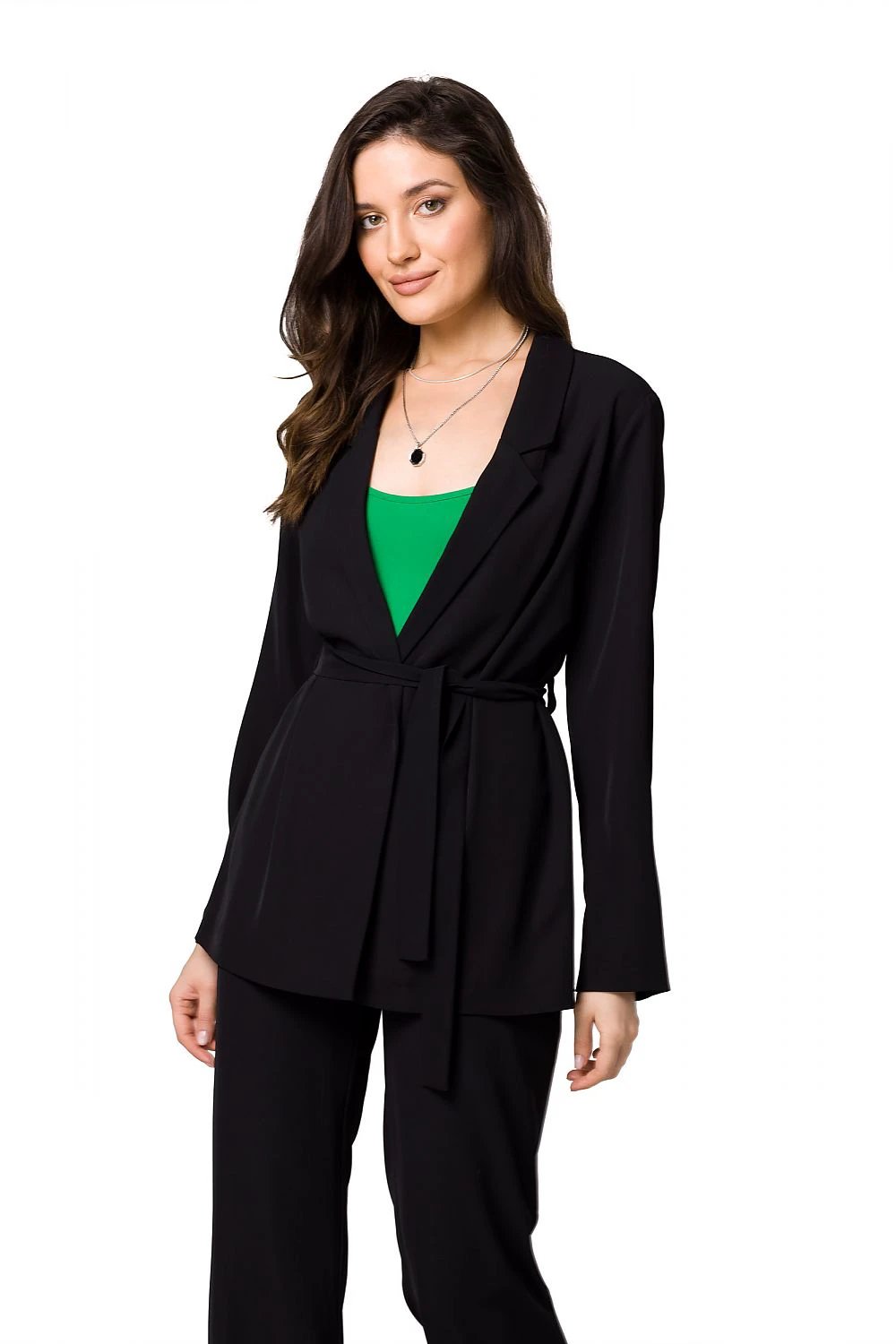 Makover Women's Flowing Fabric Jacket - Stylish Comfort and Feminine Design in Black by Makover