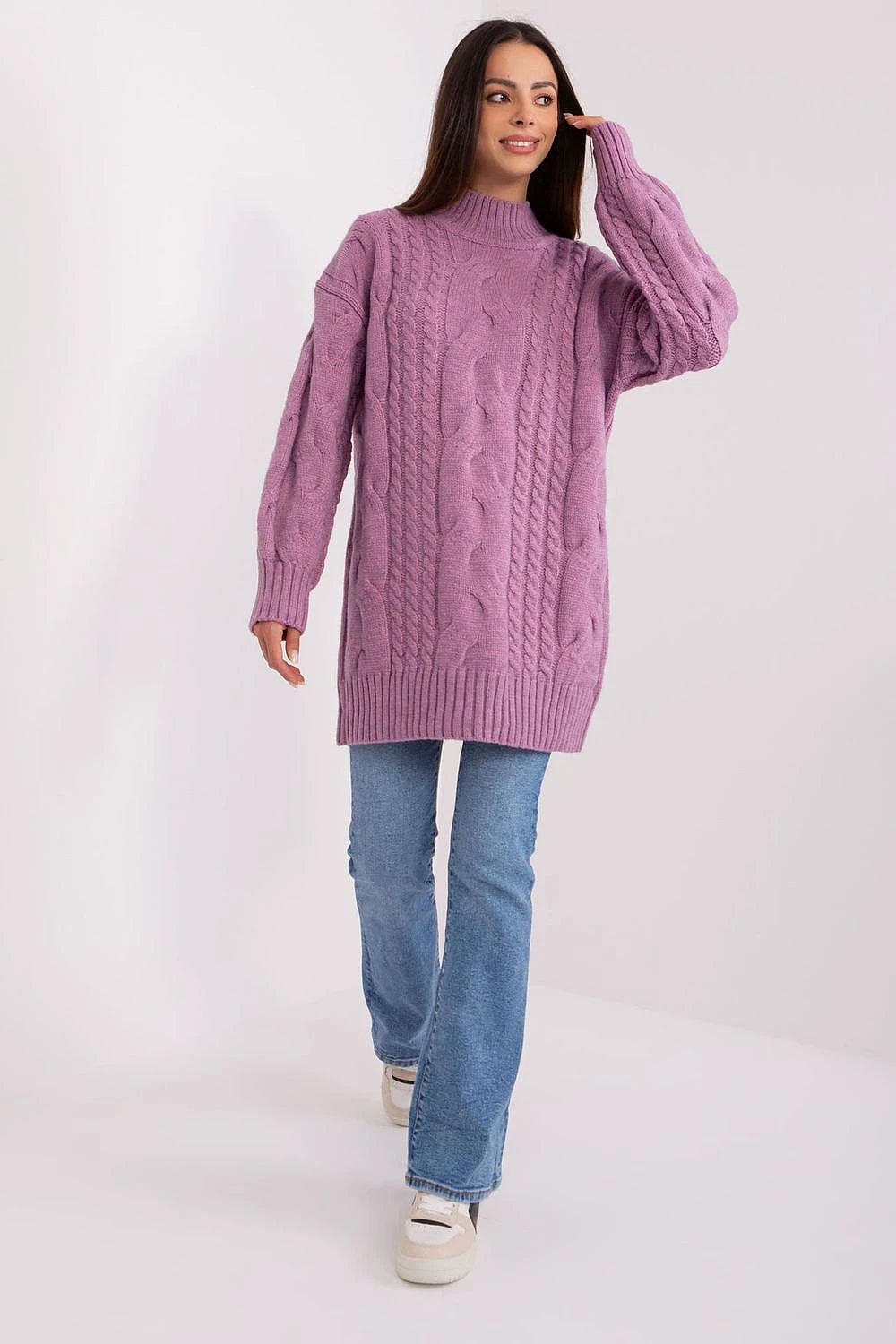 Oversized Long Jumper Acrylic Knit Sweater Variegated by AT