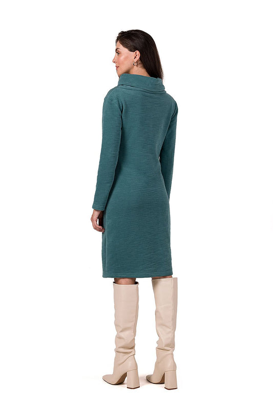 BeWear Midi Knit Dress With High Collar - Comfortable All Day For Various Occasions And Colder Days by BeWear