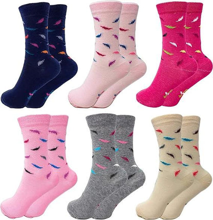 6 Pairs Women’s Colorful Combed Cotton Crew Socks – Soft, Breathable & Stylish – Size 9-11 by AWS/American Made