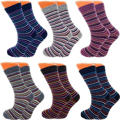 6 Pairs Women’s Colorful Combed Cotton Crew Socks – Soft, Breathable & Stylish – Size 9-11 by AWS/American Made