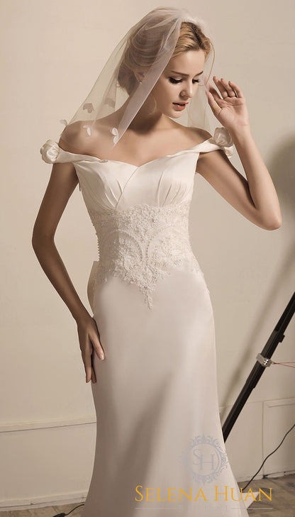 Florienne Sonata Beaded Lace Off-Shoulder Mermaid Gown
