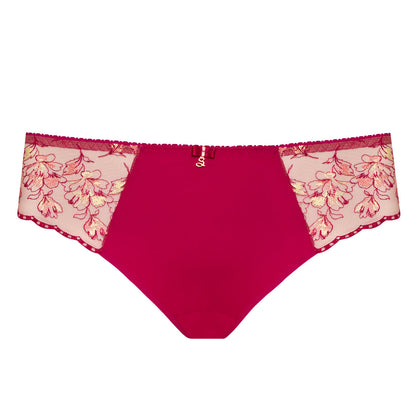 Samanta Daniela Red Sheer Mesh Tulle Embroidered Bikini Panty