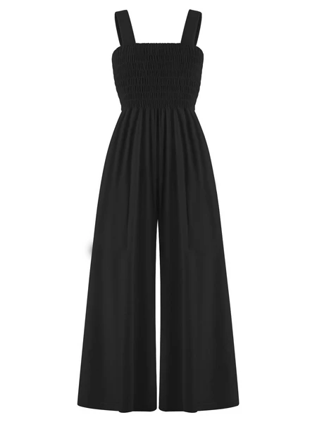 V-Neck Wide-Leg Jumpsuit with Pockets