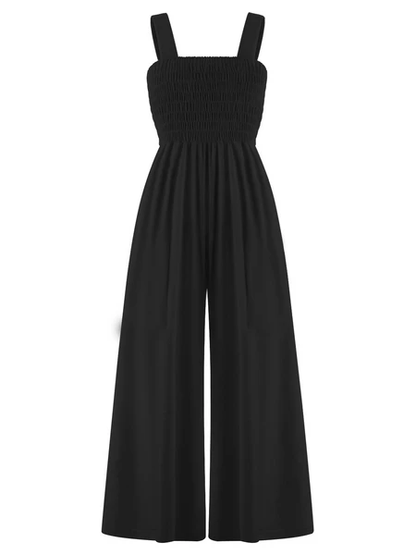 V-Neck Wide-Leg Jumpsuit with Pockets