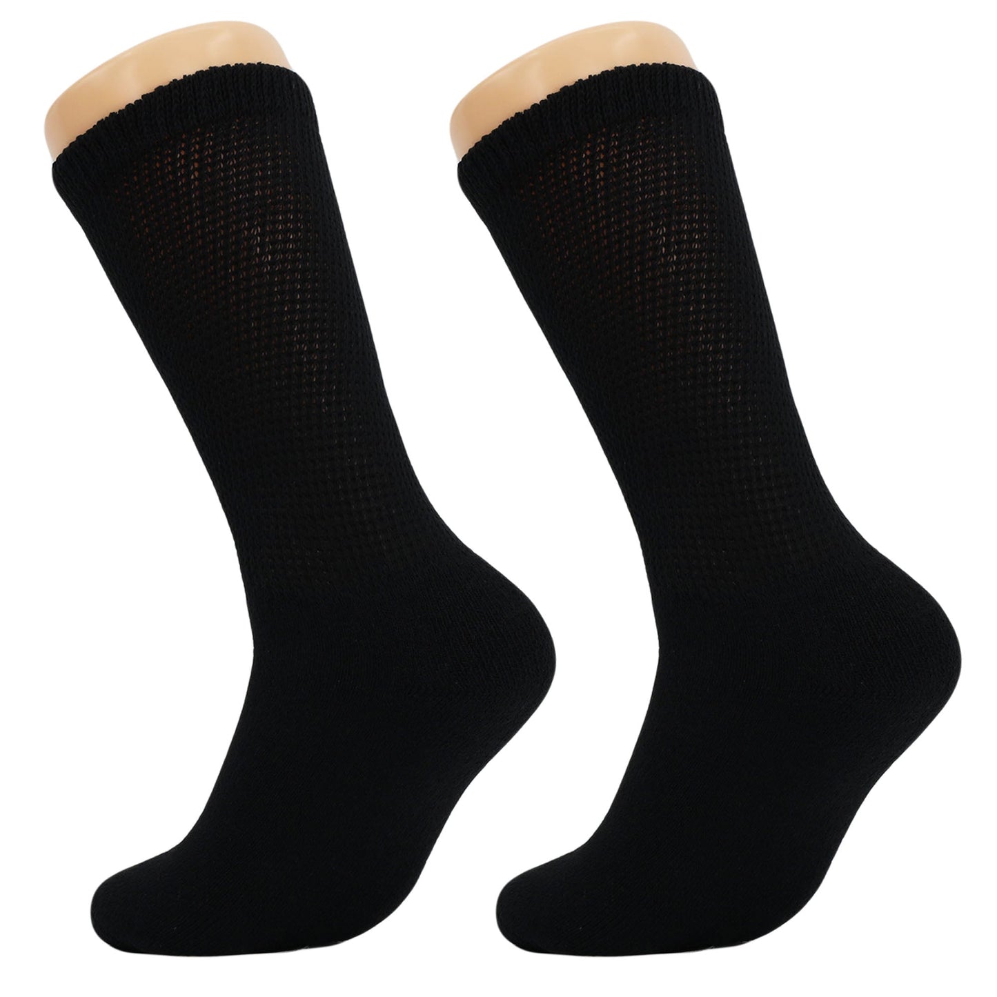 Men’s Diabetic Crew Socks – 6 Pairs, Loose Fit, Non - Binding Top, Cushioned Sole, Moisture - Wicking, Size 9 - 11, 10 - 13, 13 - 15 - Ansley Effect