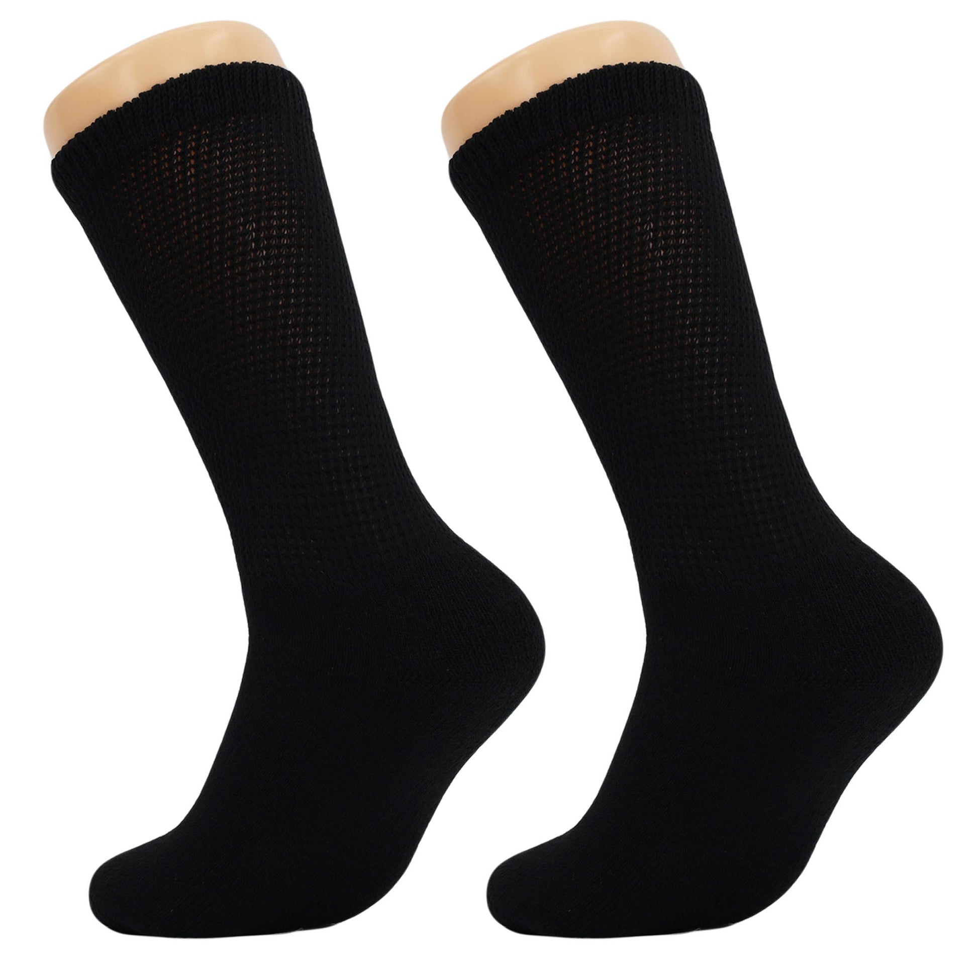 Men’s Diabetic Crew Socks – 6 Pairs, Loose Fit, Non - Binding Top, Cushioned Sole, Moisture - Wicking, Size 9 - 11, 10 - 13, 13 - 15 - Ansley Effect