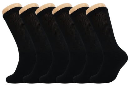 Men’s Diabetic Crew Socks – 6 Pairs, Loose Fit, Non - Binding Top, Cushioned Sole, Moisture - Wicking, Size 9 - 11, 10 - 13, 13 - 15 - Ansley Effect