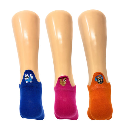 Women’s Dog Embroidered Ankle Socks – 3 Pairs, Low Cut, Soft & Comfortable – Size 5-7-3