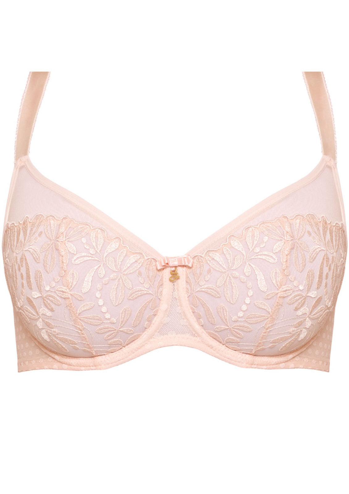 Samanta Donna Powder Rose Sheer Mesh Embroidered Underwire Bra