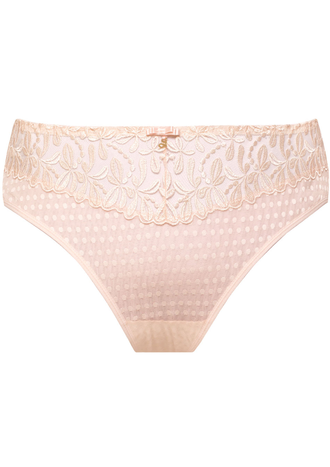 Samanta Donna Powder Rose Sheer Mesh Tulle Embroidered Brief Panty