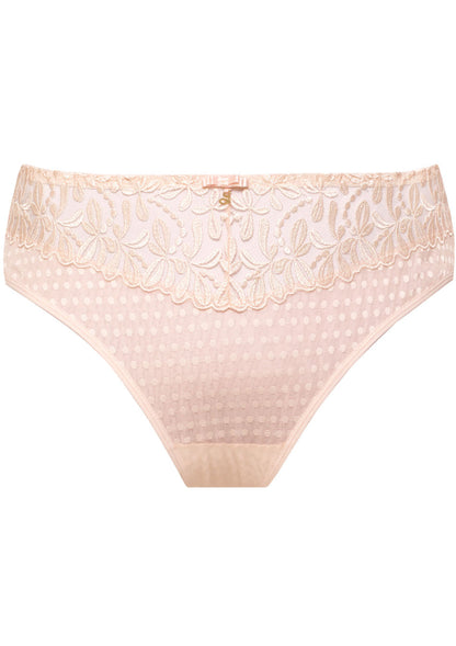 Samanta Donna Powder Rose Sheer Mesh Tulle Embroidered Brief Panty