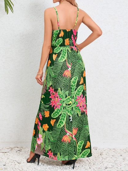 Floral V-Neck Backless Cami Dress