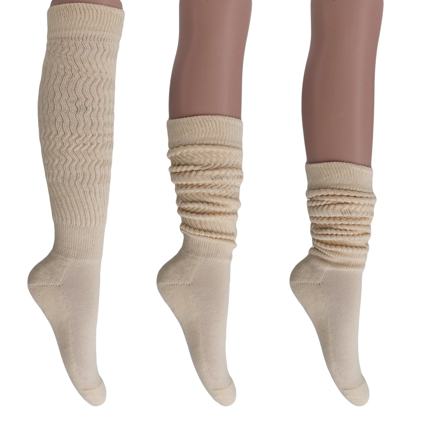 Women's Extra Long Heavy Slouch Cotton Socks – 3 Pairs, Size 9-11 by AWS/American Made