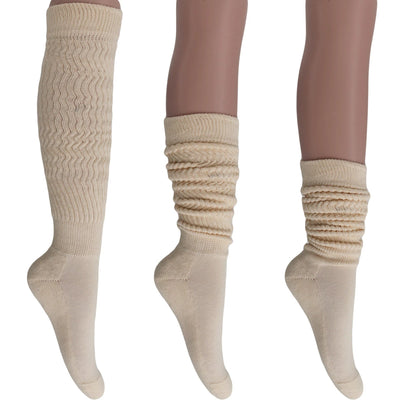 Women's Extra Long Heavy Slouch Cotton Socks – 3 Pairs, Size 9-11 by AWS/American Made