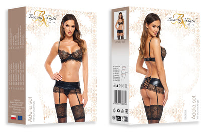 Beauty Night Adelia Sexy Lace Bra & Garter Belt String Set