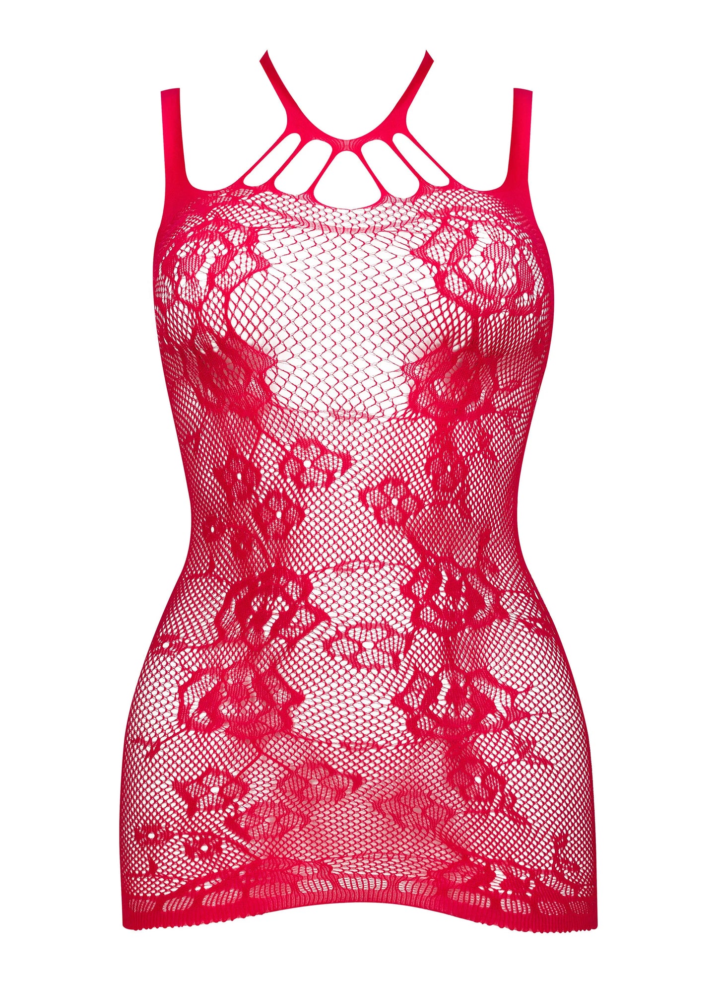 Beauty Night Anya Red Sheer Fishnet Mini Dress