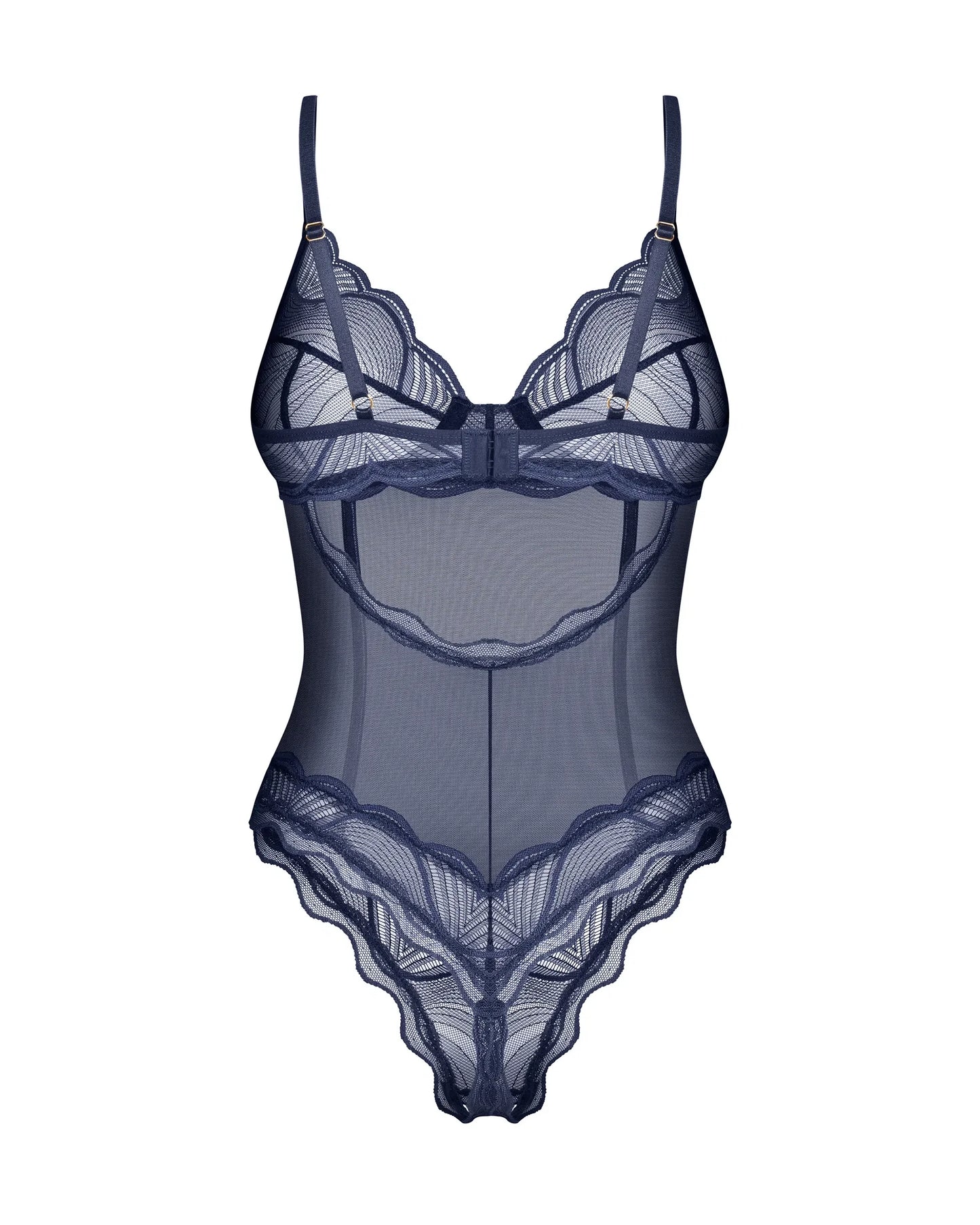 Obsessive Nightly Blue Sheer Crotchless Underwire Teddy