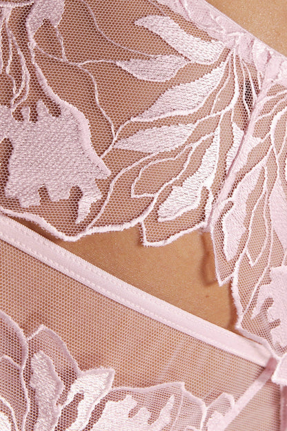 Gorteks Coco Pink High Waist Mesh Garter Belt