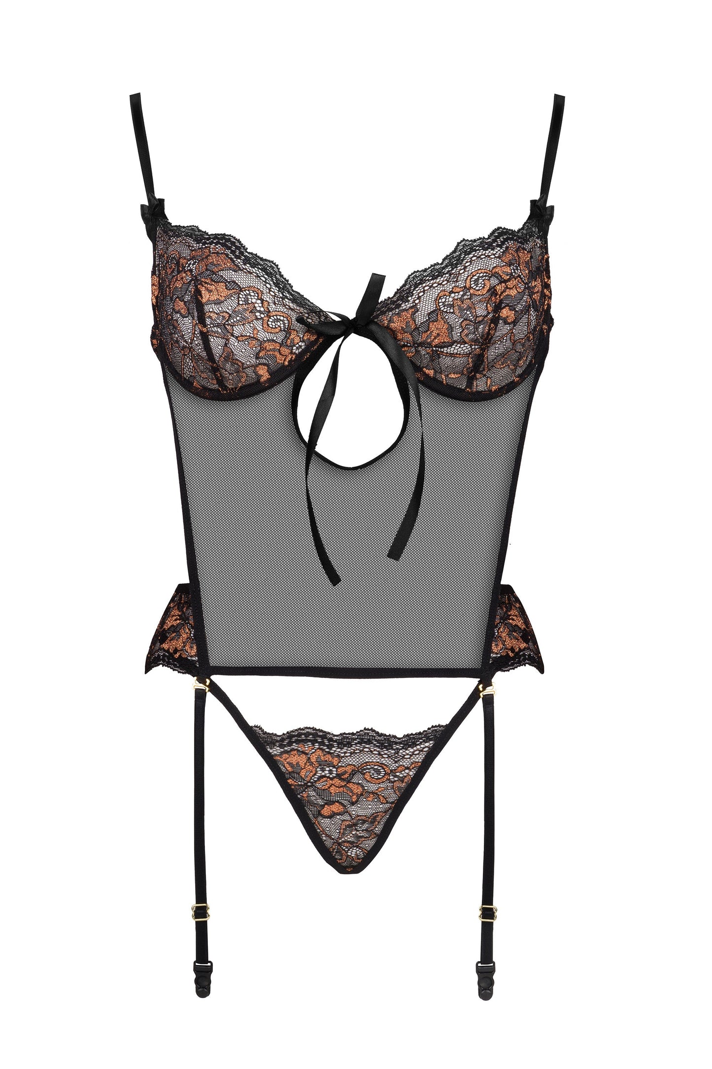 Beauty Night Goldie Sheer Mesh Lace Corset