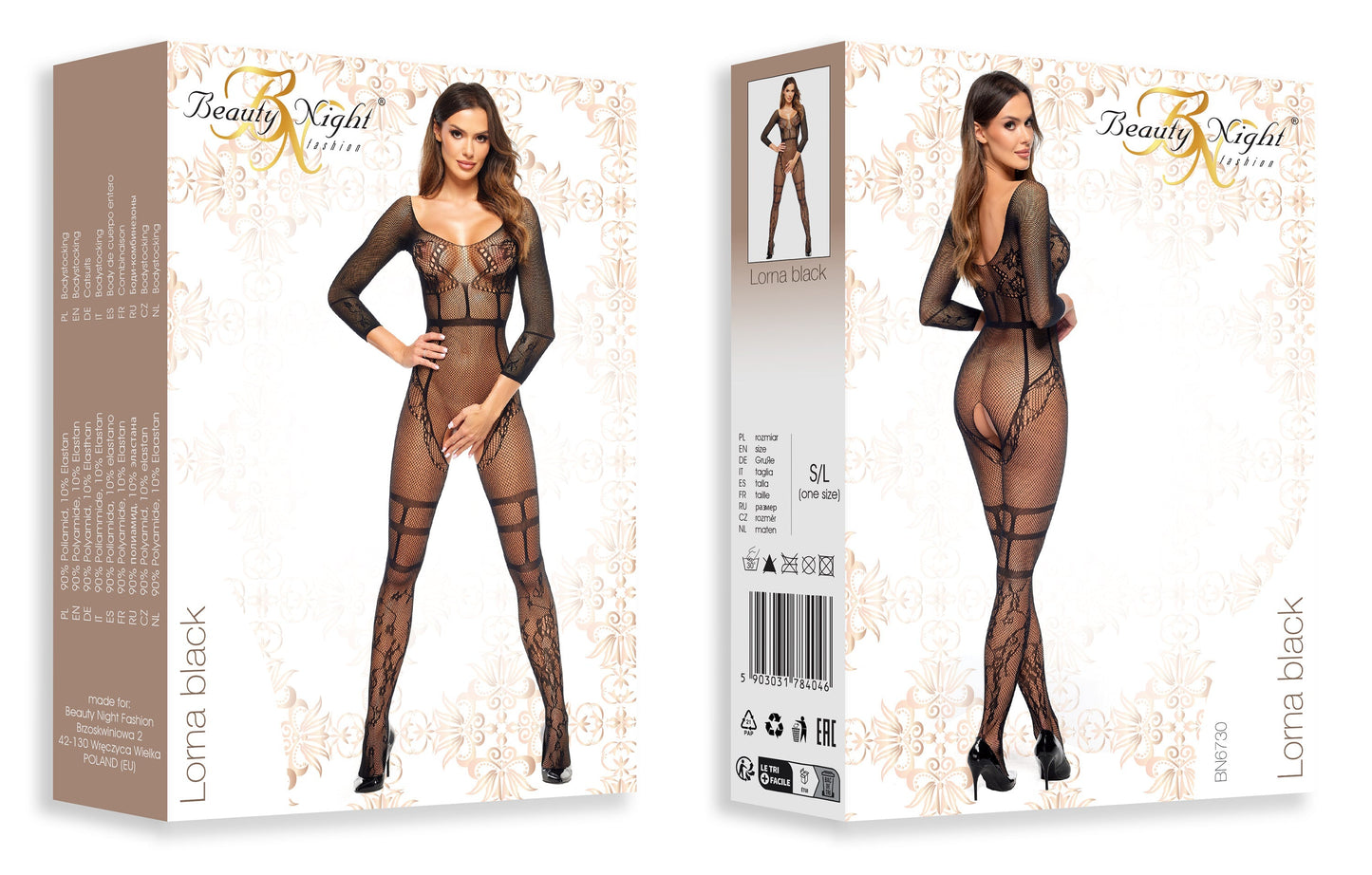 Beauty Night Lorna Black Seductive Delicate Fishnet Bodystocking