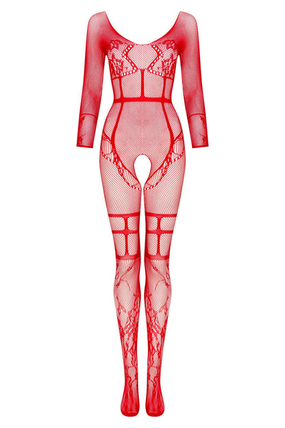 Beauty Night Lorna Red Seductive Delicate Fishnet Bodystocking