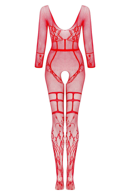 Beauty Night Lorna Red Seductive Delicate Fishnet Bodystocking