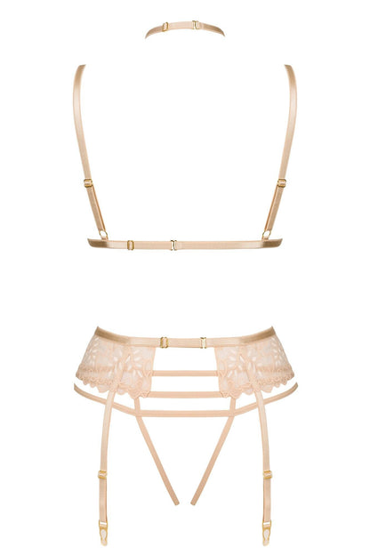 Beauty Night Noemi Strappy Triangle Bra & Crotchless String Garter Belt