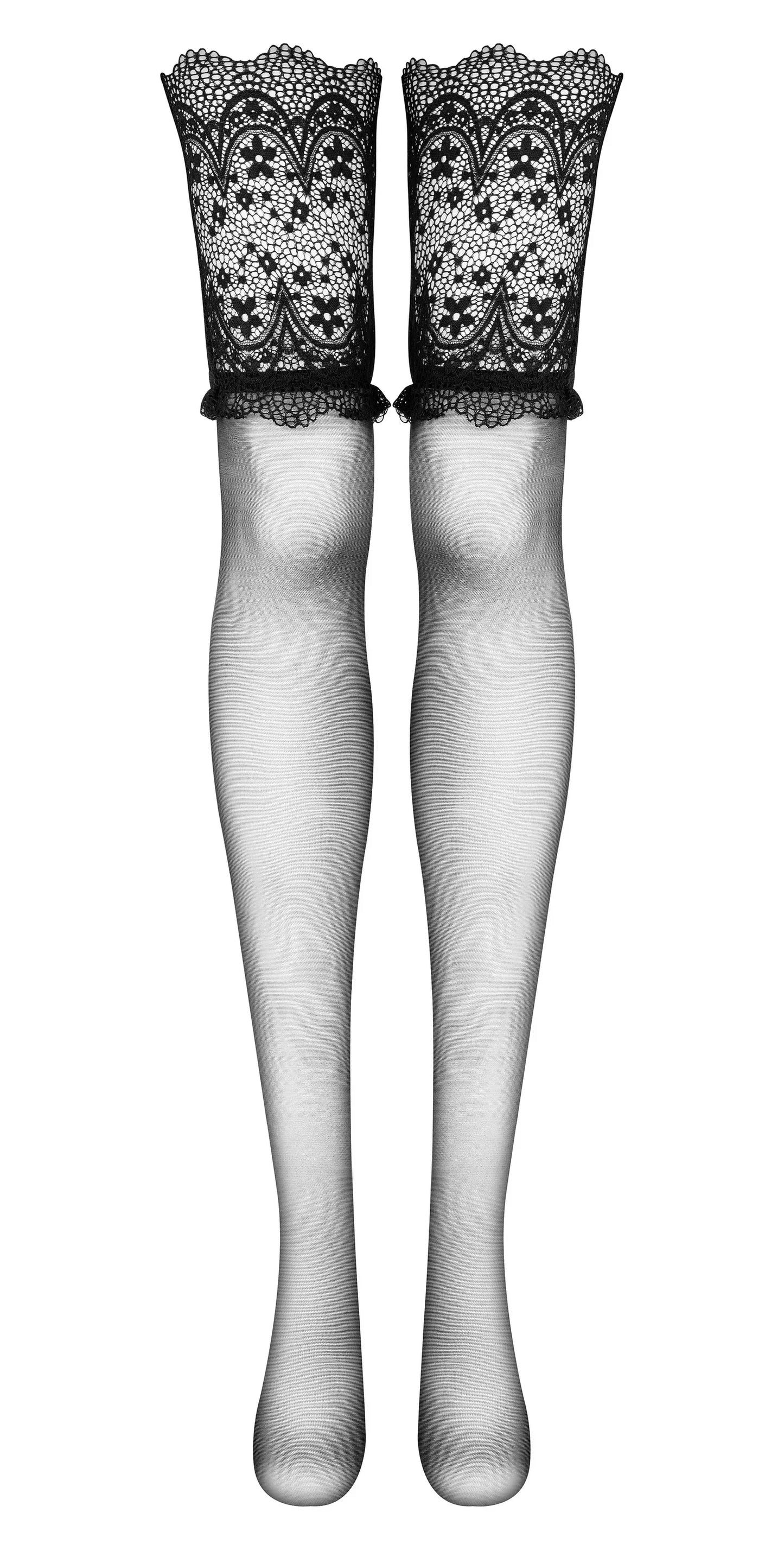 Beauty Night Obsidian Lace Top Sheer Stockings