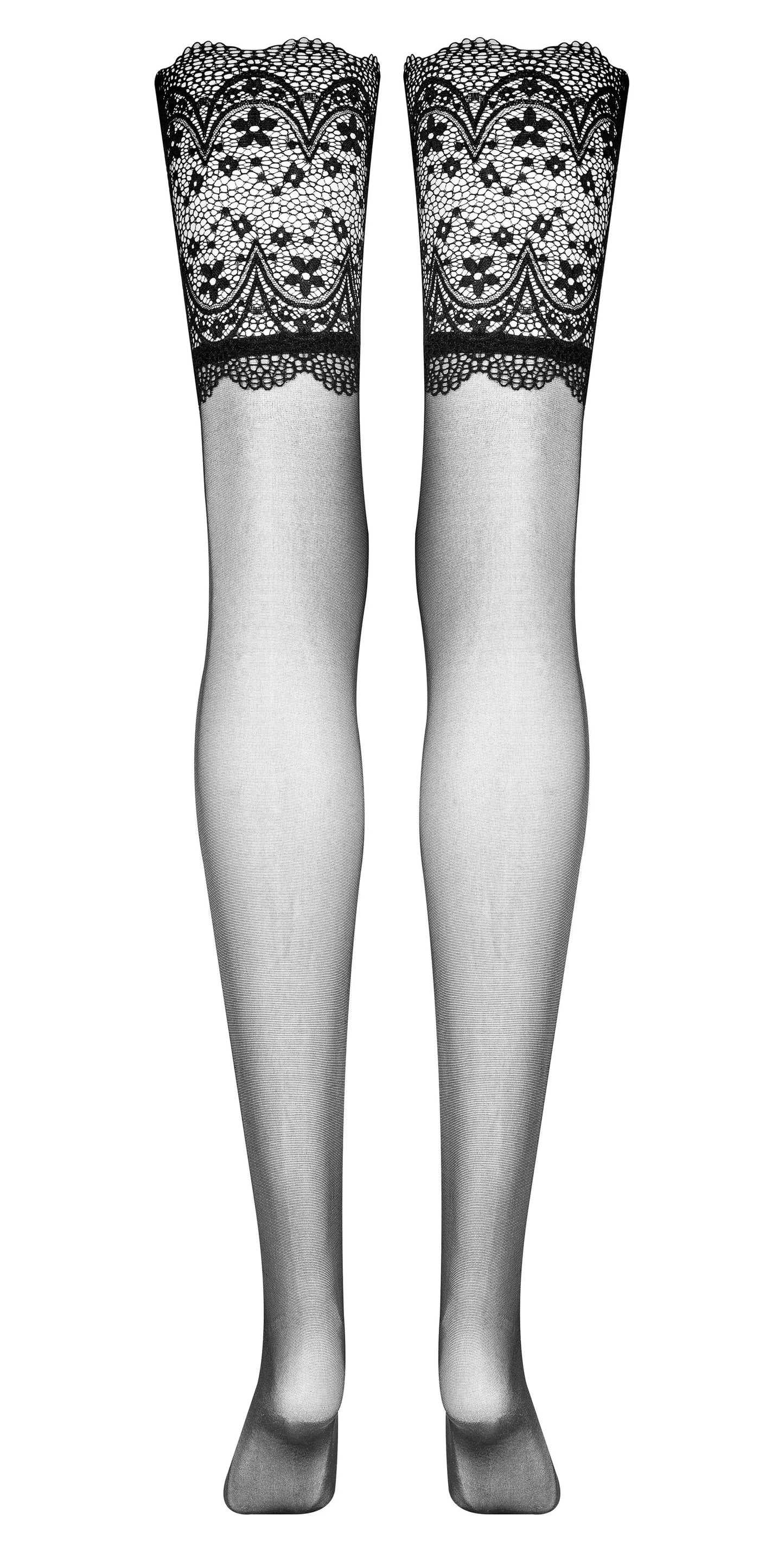 Beauty Night Obsidian Lace Top Sheer Stockings
